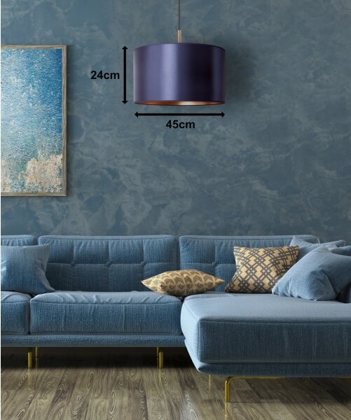 Duolla - Lampadario a sospensione con filo CANNES 1xE27/15W/230V diametro 45 cm blu/rame