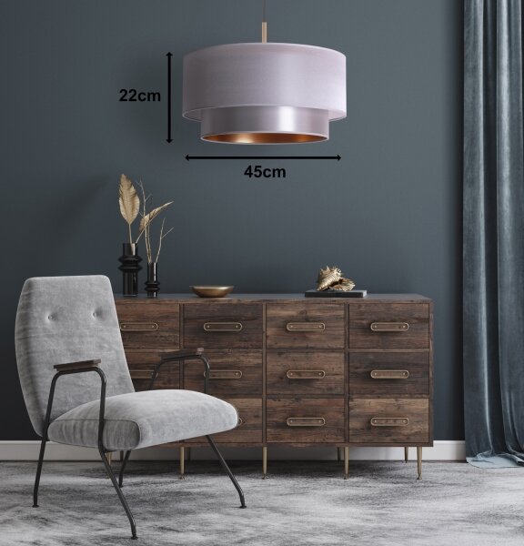 Duolla - Lampadario a sospensione con filo NANTES 1xE27/15W/230V diametro 45 cm argento/rame