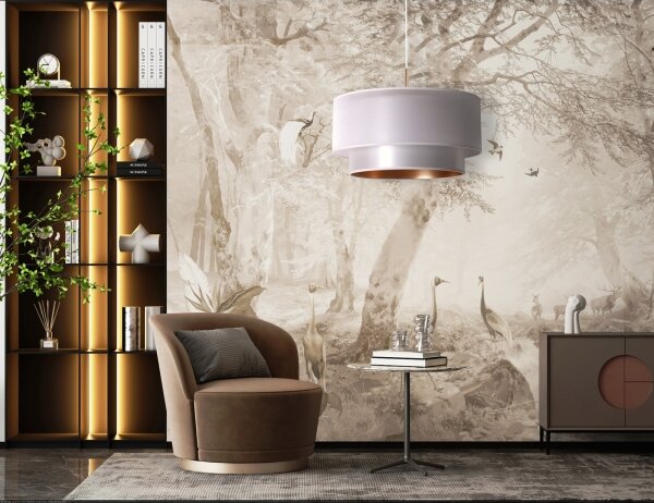 Duolla - Lampadario a sospensione con filo NANTES 1xE27/15W/230V diametro 45 cm argento/rame