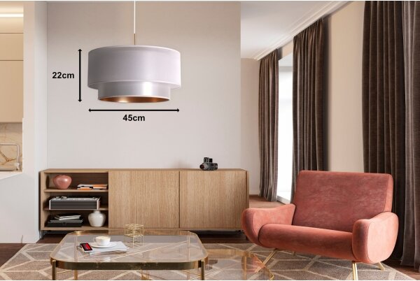 Duolla - Lampadario a sospensione con filo NANTES 1xE27/15W/230V diametro 45 cm argento/rame
