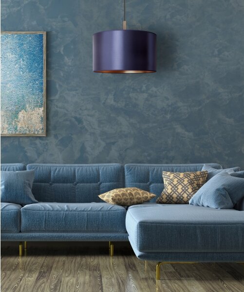 Duolla - Lampadario a sospensione con filo CANNES 1xE27/15W/230V diametro 45 cm blu/rame