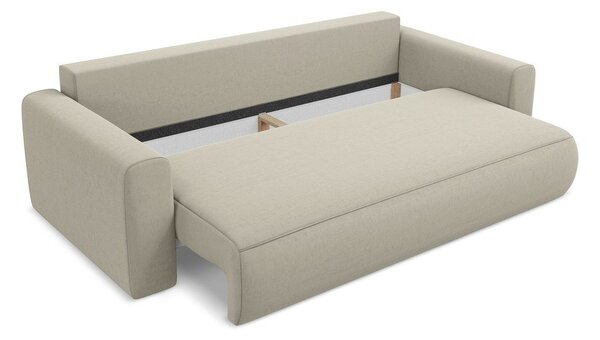 Divano beige allungabile/con contenitore con rivestimento in velluto 238 cm Kapua – Makamii