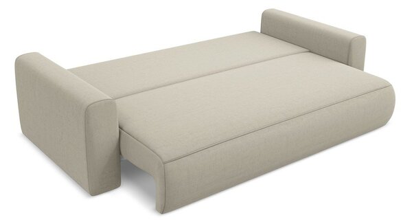 Divano beige allungabile/con contenitore con rivestimento in velluto 238 cm Kapua – Makamii