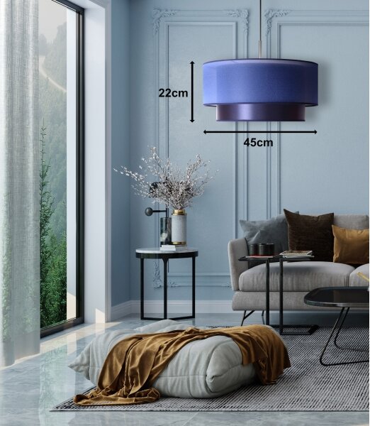 Duolla - Lampadario a sospensione con filo NANTES 1xE27/15W/230V diametro 45 cm blu/argento