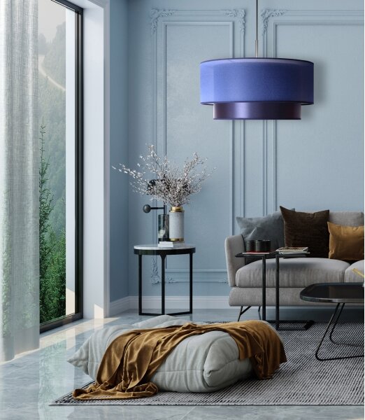 Duolla - Lampadario a sospensione con filo NANTES 1xE27/15W/230V diametro 45 cm blu/argento