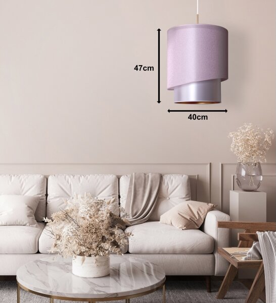 Duolla - Lampadario a sospensione con filo PARIGI 1xE27/15W/230V diametro 40 cm rosa/argento/rame