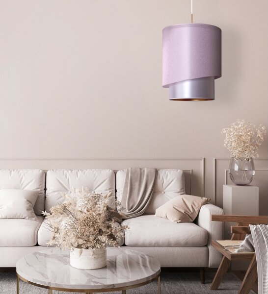 Duolla - Lampadario a sospensione con filo PARIGI 1xE27/15W/230V diametro 40 cm rosa/argento/rame