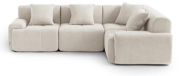 DIVANO ANGOLARE MODULARE MILYSOFA SOFAMOUS, 4 posti, rivestito in tessuto di chenille color avorio