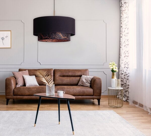 Duolla - Lampadario a sospensione con filo NANTES 1xE27/15W/230V diametro 45 cm nero/rame
