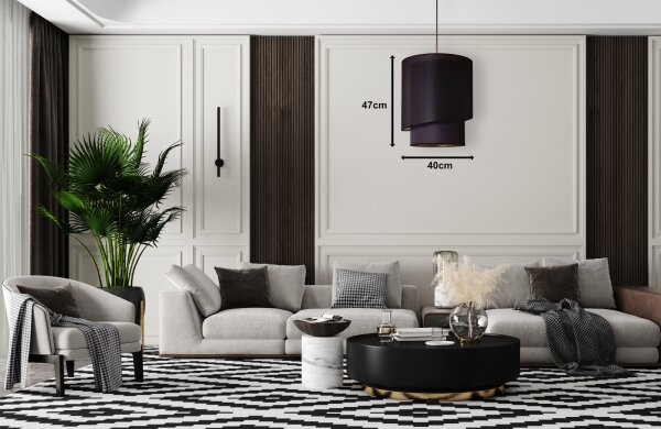 Duolla - Lampadario a sospensione con filo PARIGI 1xE27/15W/230V diametro 40 cm nero/oro