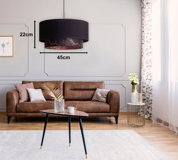 Duolla - Lampadario a sospensione con filo NANTES 1xE27/15W/230V diametro 45 cm nero/rame