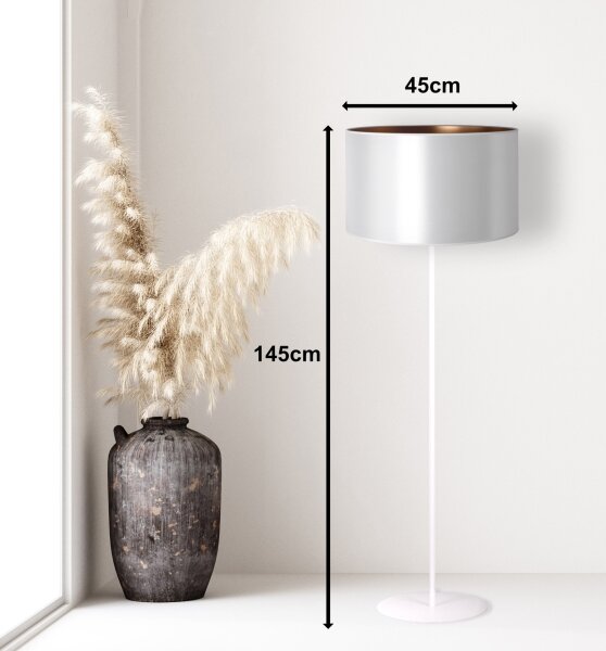 Duolla - Lampada con piedistallo CANNES 1xE27/15W/230V diametro 45 cm argento/rame/bianco