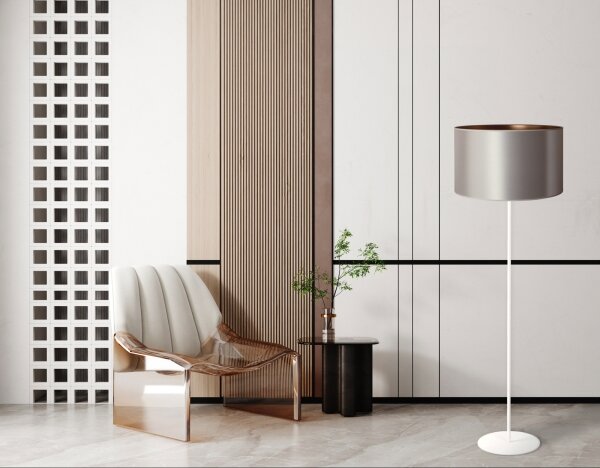 Duolla - Lampada con piedistallo CANNES 1xE27/15W/230V diametro 45 cm argento/rame/bianco