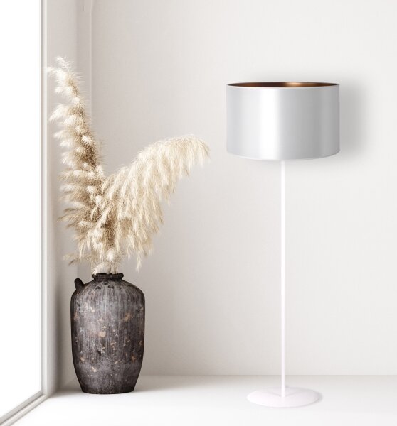 Duolla - Lampada con piedistallo CANNES 1xE27/15W/230V diametro 45 cm argento/rame/bianco