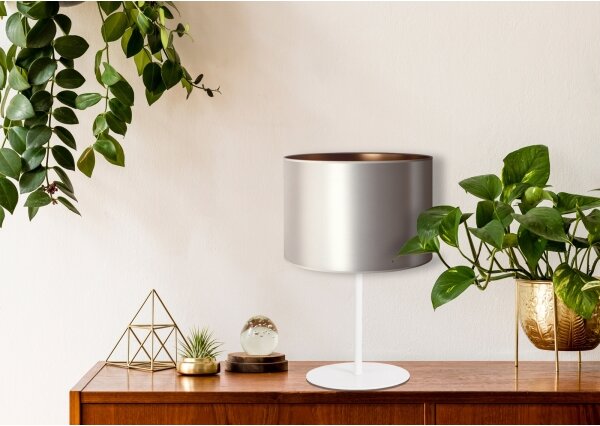 Duolla - Lampada da tavolo CANNES 1xE14/15W/230V diametro 20 cm argento/rame/bianco