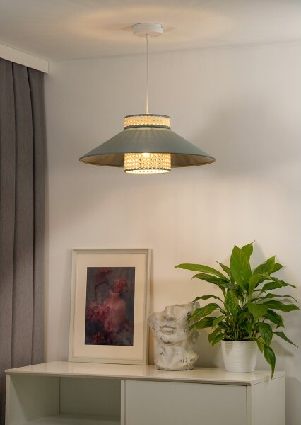 Duolla - Lampadario a sospensione con filo RIO RATTAN 1xE27/15W/230V diametro 45 cm verde/rattan