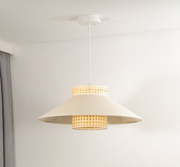 Duolla - Lampadario a sospensione con filo RIO RATTAN 1xE27/15W/230V diametro 45 cm beige/rattan