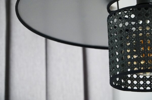 Duolla - Lampadario a plafone TOKYO RATTAN 1xE27/15W/230V diametro 50 cm nero/argento