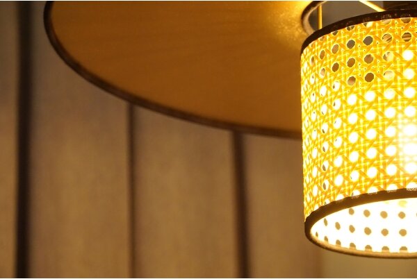 Duolla - Lampadario a plafone TOKYO RATTAN 1xE27/15W/230V diametro 50 cm oro/rattan
