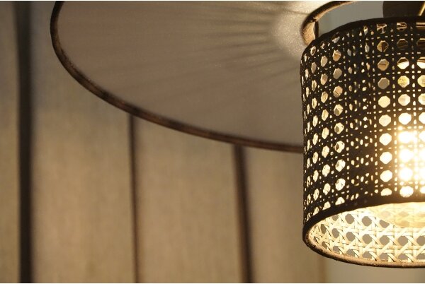Duolla - Lampadario a plafone TOKYO RATTAN 1xE27/15W/230V diametro 50 cm nero/argento