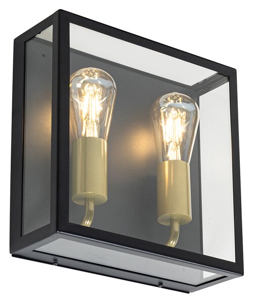 Lampada da parete per esterni nera e ottone 2 luci - Rotterdam