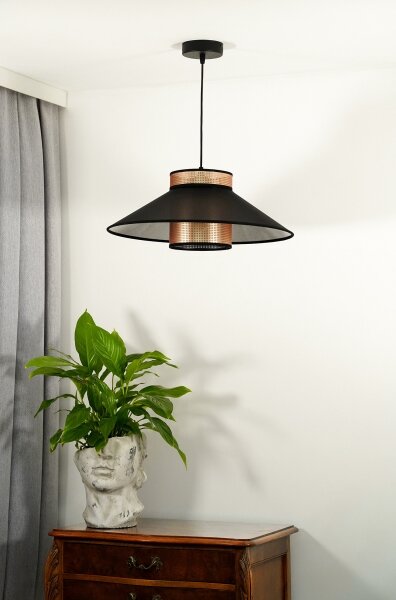 Duolla - Lampadario a sospensione con filo RIO SHINY 1xE27/15W/230V diametro 45 cm nero/rame