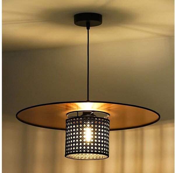 Duolla - Lampadario a sospensione con filo TOKYO RATTAN 1xE27/15W/230V diametro 50 cm oro/nero