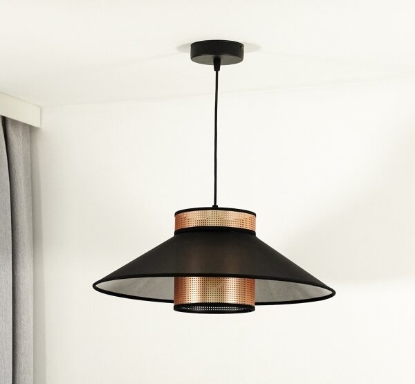 Duolla - Lampadario a sospensione con filo RIO SHINY 1xE27/15W/230V diametro 45 cm nero/rame