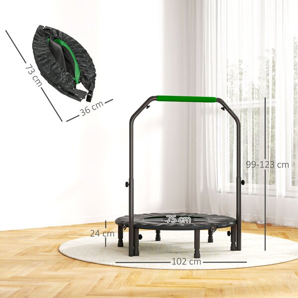HOMCOM Tappetino Elastico Pieghevole Ø102 cm con Manico Regolabile Telaio in Acciaio per Allenamento Gambe Corpo Nero e Verde | Aosom Italy