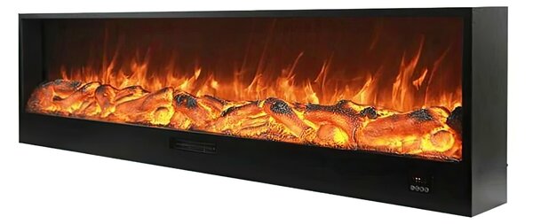Caminetto Amiata Caminetto Elettrico Da Incasso e Appoggio Sined Da 180 Cm Dimensioni 180x20xh 50,7 cm - peso 52 kg fiamma, regolabile su 6 livelli di intensit� Con Potenza 1500w Nero