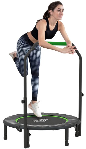 HOMCOM Tappetino Elastico Pieghevole Ø102 cm con Manico Regolabile Telaio in Acciaio per Allenamento Gambe Corpo Nero e Verde | Aosom Italy