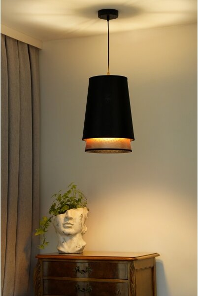 Duolla - Lampadario a sospensione con filo BELL SHINY 1xE27/15W/230V diametro 25 cm nero/rame