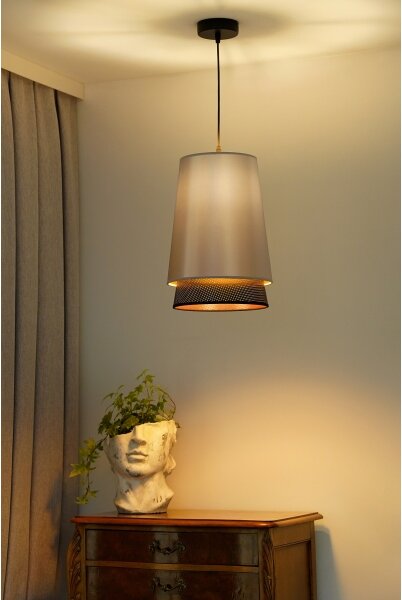 Duolla - Lampadario a sospensione con filo BELL SHINY 1xE27/15W/230V diametro 25 cm argento/nero