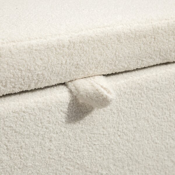 HOMCOM Panca contenitore imbottita, con rivestimento in fleece e struttura in metallo, Bianco crema | Aosom Italy