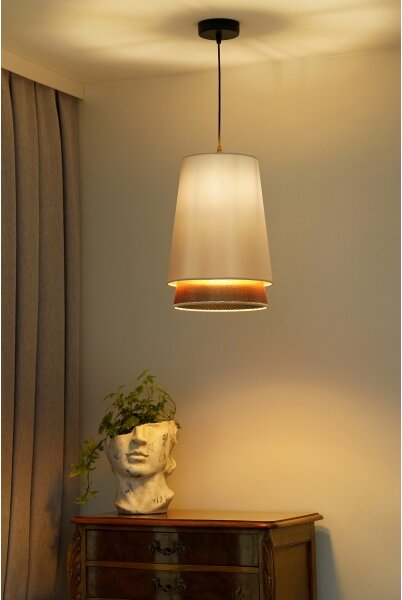 Duolla - Lampadario a sospensione con filo BELL SHINY 1xE27/15W/230V diametro 25 cm bianco/rame