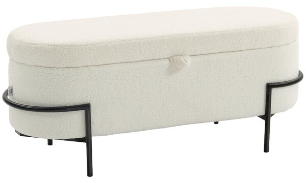 HOMCOM Panca contenitore imbottita, con rivestimento in fleece e struttura in metallo, Bianco crema | Aosom Italy