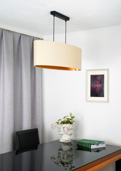 Duolla - Lampadario a sospensione con filo OVAL VEGAN 2xE27/15W/230V color crema