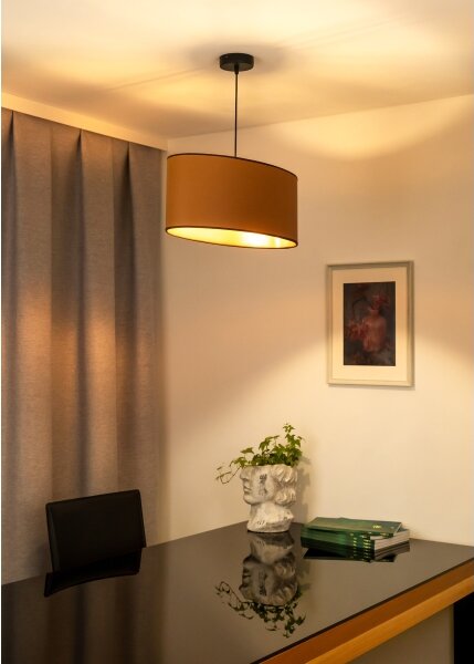 Duolla - Lampadario a sospensione con filo OVAL VEGAN 1xE27/15W/230V marrone
