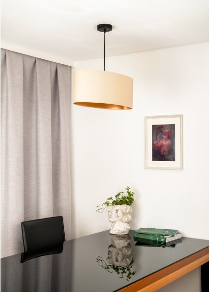 Duolla - Lampadario a sospensione con filo OVAL VEGAN 1xE27/15W/230V color crema