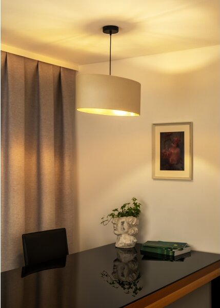 Duolla - Lampadario a sospensione con filo OVAL VEGAN 1xE27/15W/230V color crema