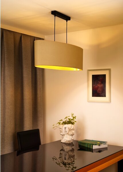 Duolla - Lampadario a sospensione con filo OVAL VEGAN 2xE27/15W/230V color crema