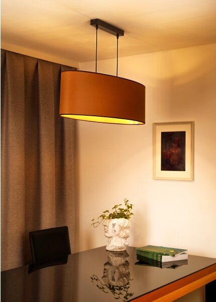 Duolla - Lampadario a sospensione con filo OVAL VEGAN 2xE27/15W/230V marrone