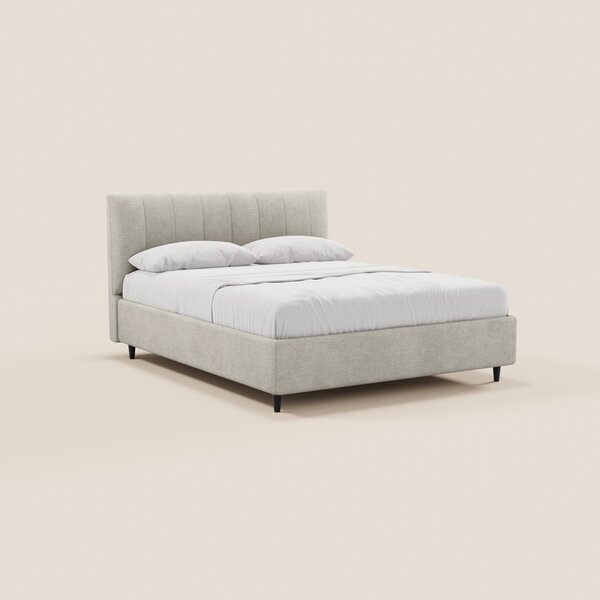 ONYX letto imbottito con vano contenitore e testiera verticale in tess
