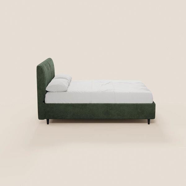 ONYX letto imbottito con vano contenitore e testiera verticale in tess