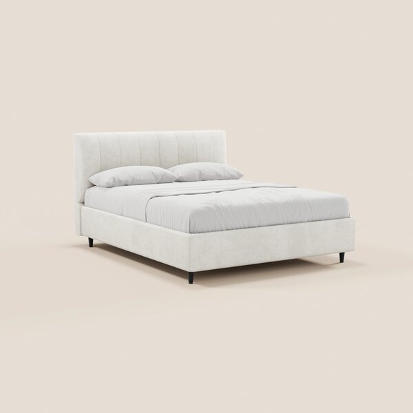 ONYX letto imbottito con vano contenitore e testiera verticale in tess
