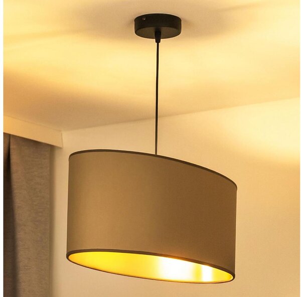 Duolla - Lampadario a sospensione con filo OVAL VEGAN 1xE27/15W/230V beige