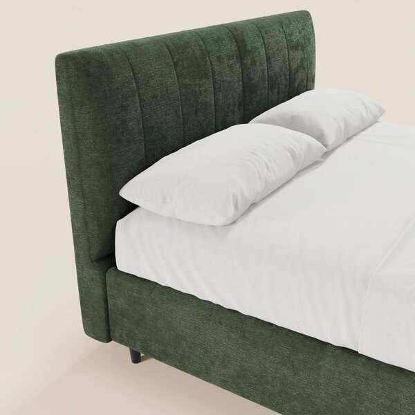 ONYX letto imbottito con vano contenitore e testiera verticale in tess