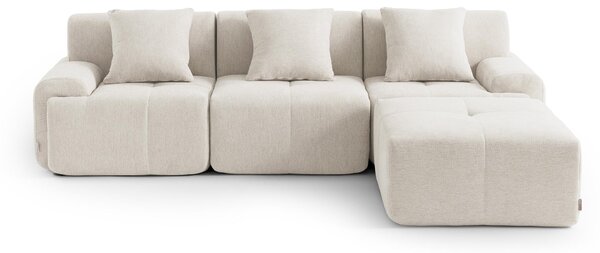 MILYSOFA SOFAMOUS: divano ad angolo modulare a 3 posti con chaise longue, in tessuto ciniglia bianco avorio
