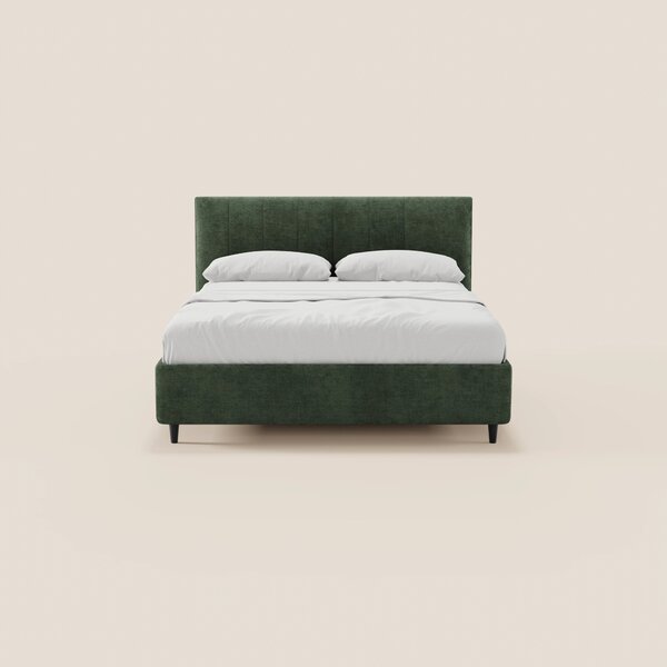 ONYX letto imbottito con vano contenitore e testiera verticale in tess