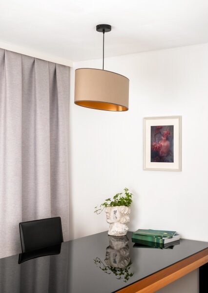 Duolla - Lampadario a sospensione con filo OVAL VEGAN 1xE27/15W/230V beige